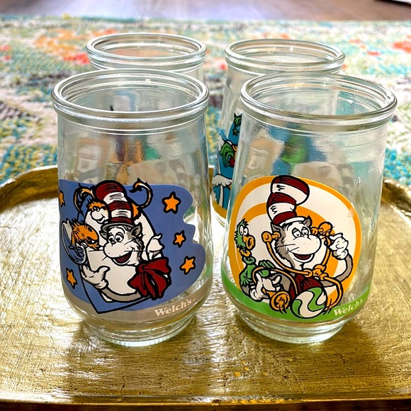 Other - Vintage Welch’s Dr. Seuss “Cat in the Hat” Jelly Jar Cups, set of 4